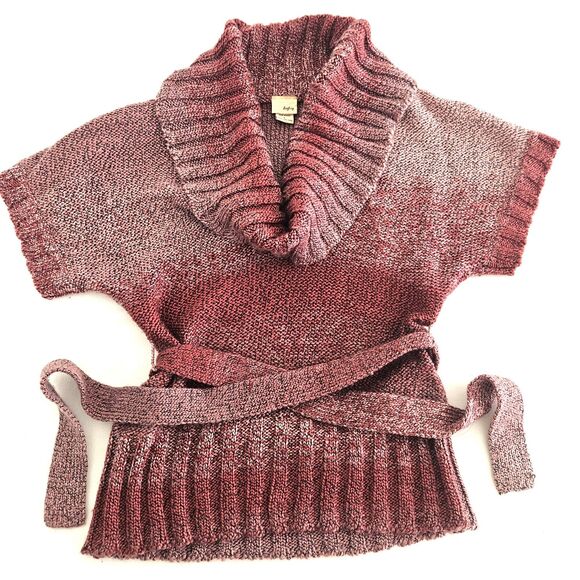 DAYTRIP Cowl Neck Sweater Womens LARGE Purple Pink Short Sleeve Fall - Picture 1 of 8